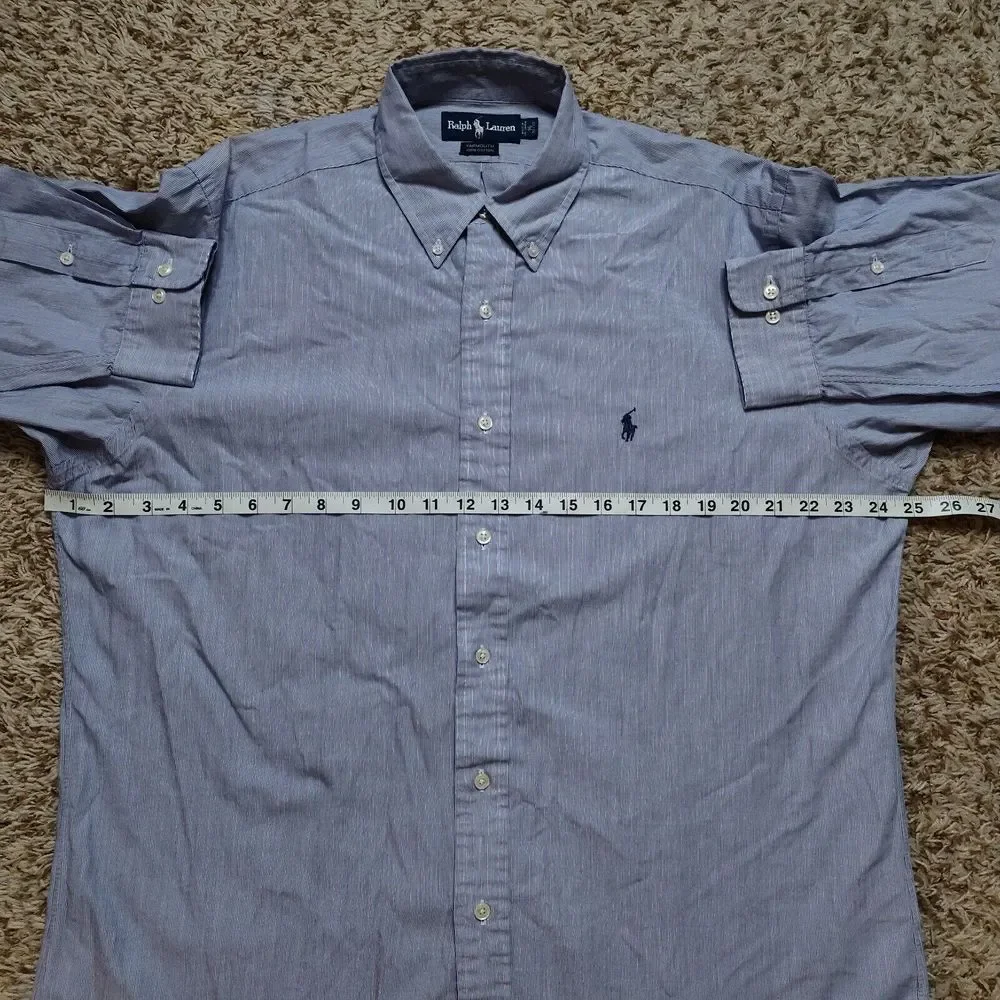 Polo Ralph Lauren Striped Men Sz L 16 32-33 Oxford Long Sleeve‎ Button Up Shirt